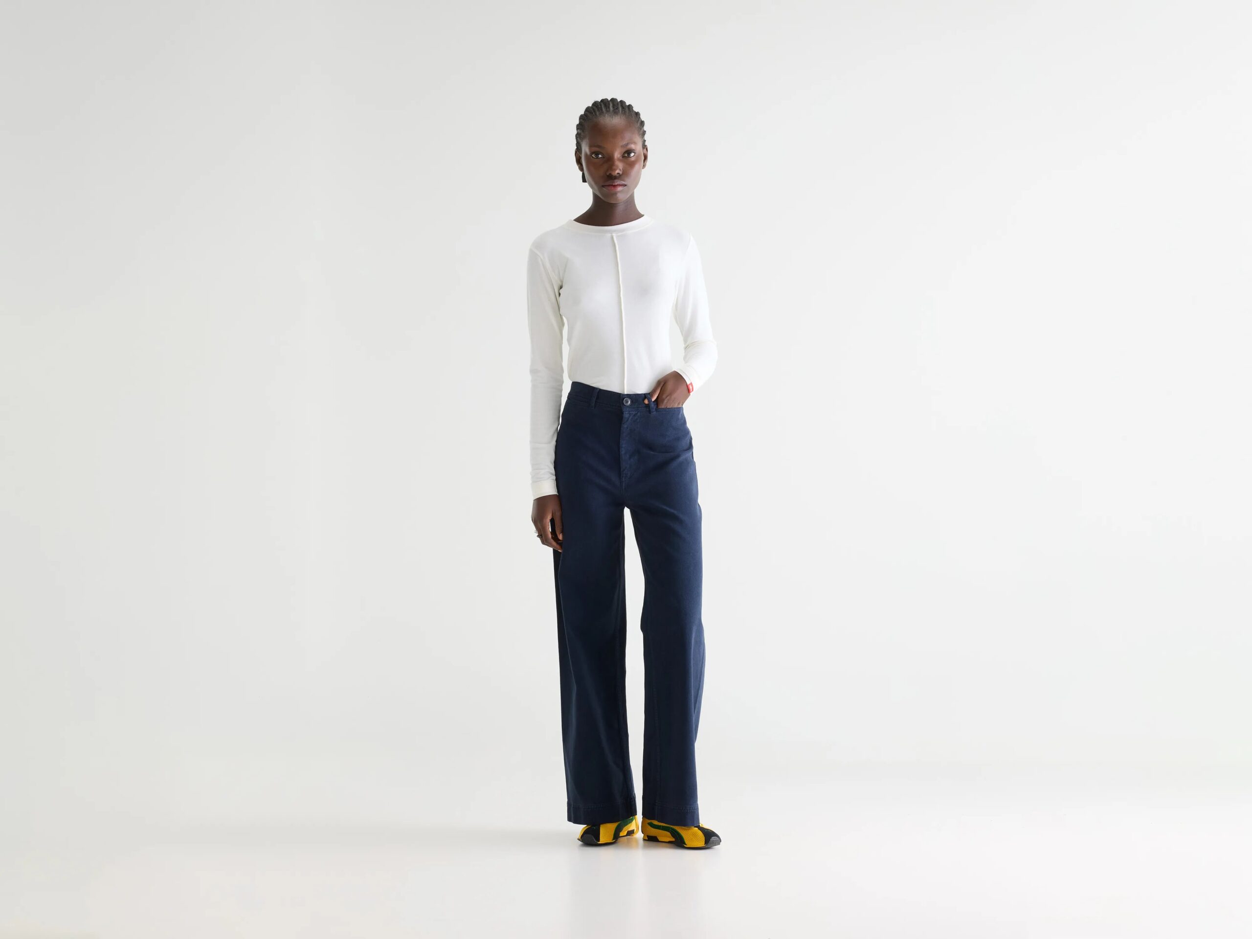 Lottie wide navy blue trousers – Navy