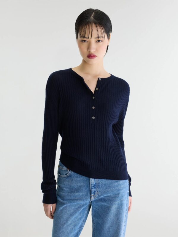 Aryro Tunisian-collar sweater – Navy