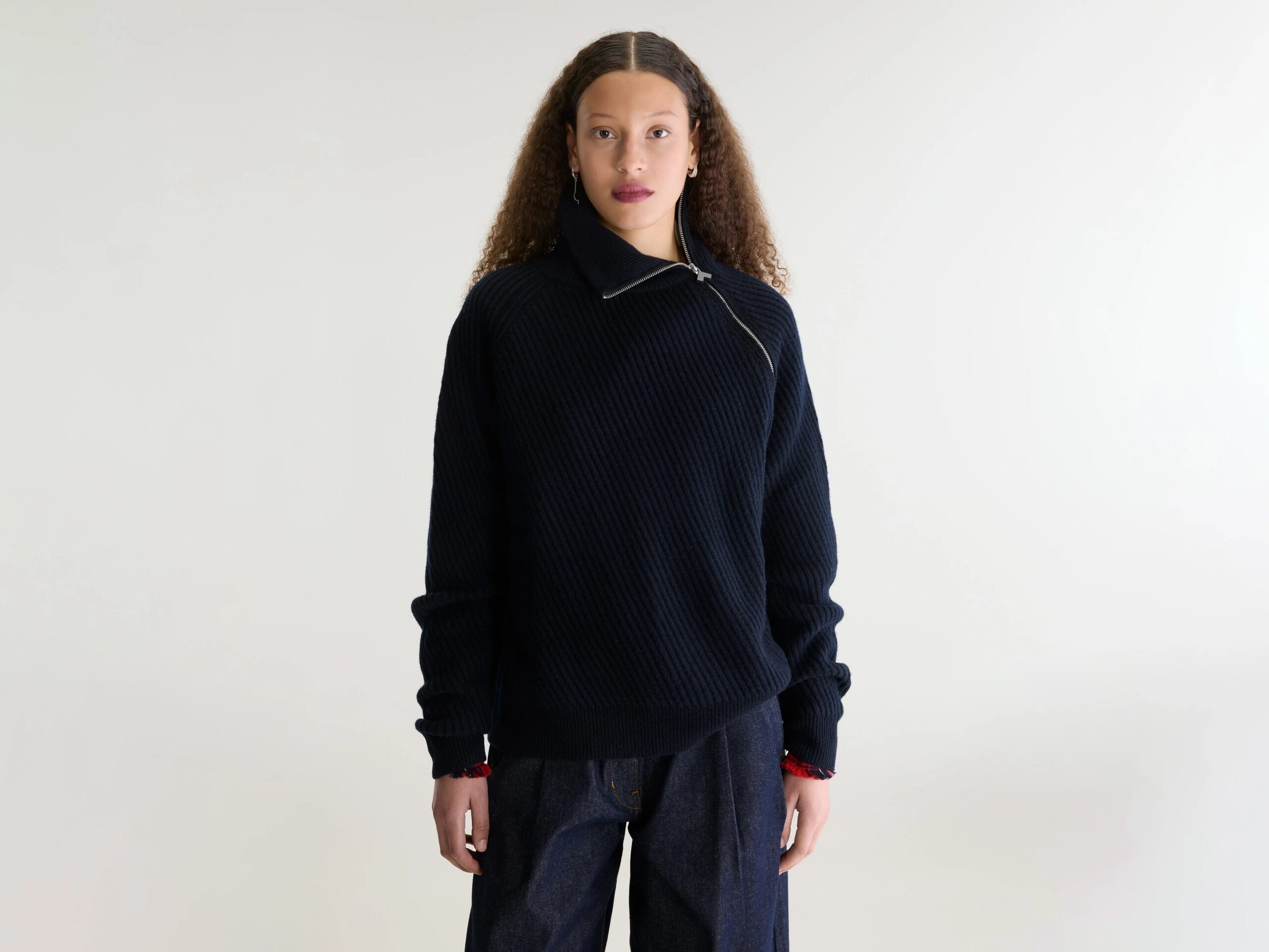 Dorry zip-turtleneck sweater – Navy